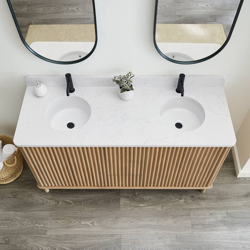 Miseno MV-SEOU60M-GWT Seoul 60" Free Standing Double Basin Vanity Set