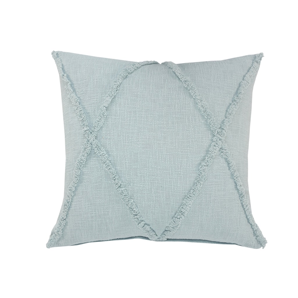 HomeRoots 18" X 18" Palladian Blue 100% Cotton Zippered Pillow