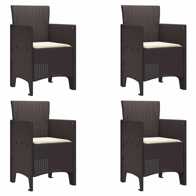 vidaXL Garden Chair 2/4 pcs Anthracite/Brown/White 53 x 49 x 85 cm PP - 53 x 49 x 85 cm