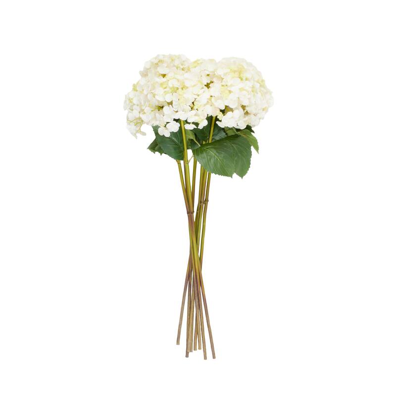 White Faux Foliage Tall Hydrangea Artificial Flower Stem (Set of 8)