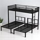 preview thumbnail 4 of 10, Triple Bunk Bed,Metal Twin Over Twin & Twin Beds with Ladder, Guardrails, Shelf & Table, Convertible L-Shaped Design