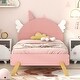 preview thumbnail 2 of 6, Pink Unicorn Wooden Platform Bed with Headboard - Twin Size, Easy Assembly
