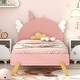 preview thumbnail 11 of 15, Wooden Cute Platform Bed with Curved Headboard, Twin Size Bed with Shelf Behind Headboard