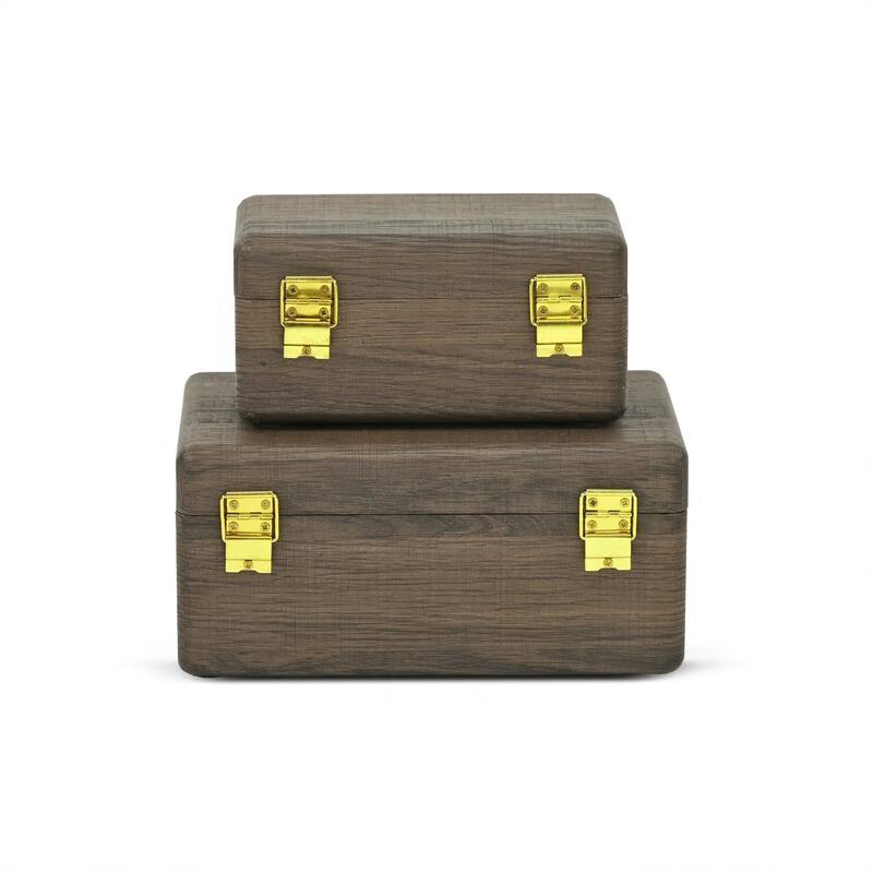 Sable Set of 2 Wooden Boxes with Gold Handles