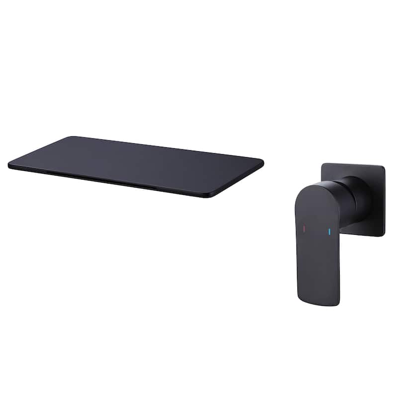 Solid Brass Wall Mounted Single-handle Bathroom Waterfall Faucet - Matte Black