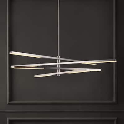 SAFAVIEH Couture Adolfine Metal Adjustable Led Chandelier - 48 In. W x 48 In. D x 17/47 In. H - Nickel
