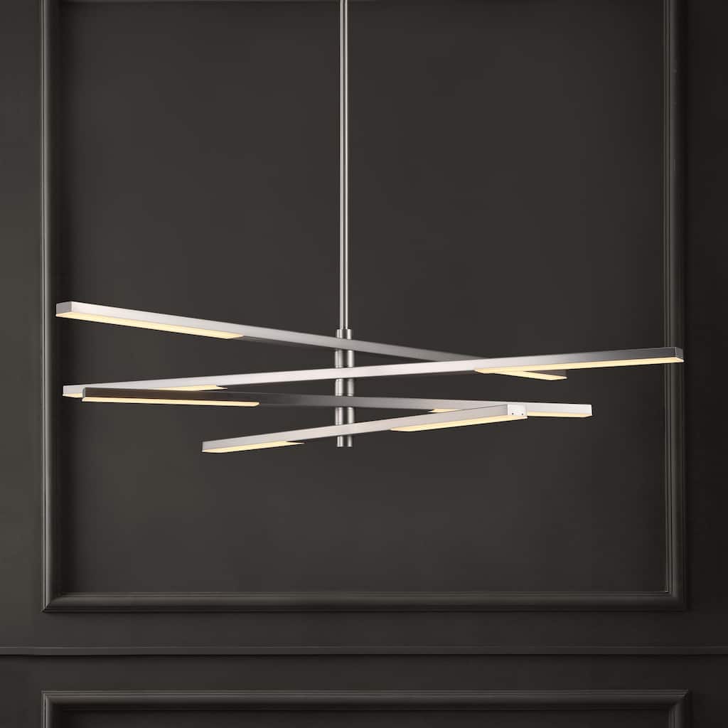 SAFAVIEH Couture Adolfine Metal Adjustable Led Chandelier - 48 In. W x 48 In. D x 17/47 In. H - Nickel