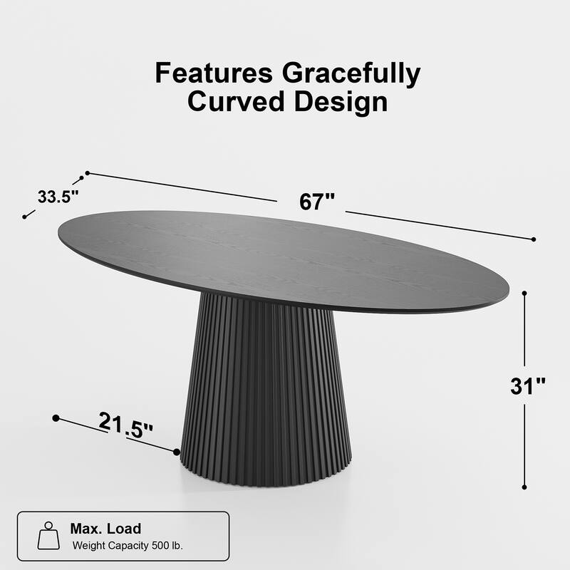 Dovelina 67" 3 Color Options Oval Dining Table for 6 People - 67"x33.5"x31"