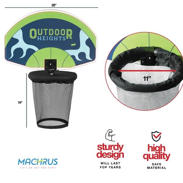 Machrus 9'x15' Rectangle Trampoline w/ Premium Top-Ring Enclosure System and Trampoline Basketball Hoop with Ball & Pump - Black