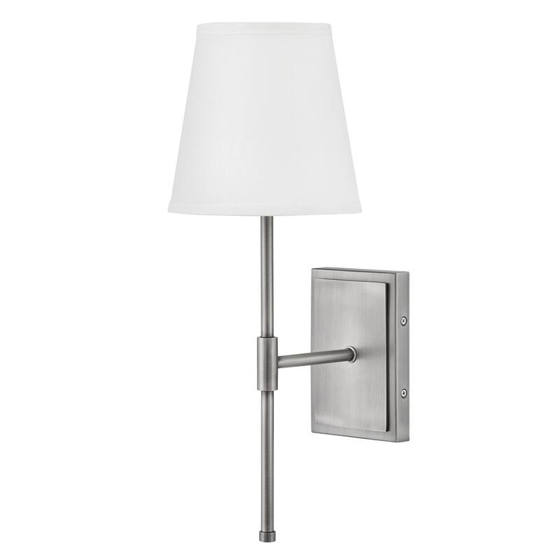Lark 83770 Beale 19" Tall Hardwired Wall Sconce with White Linen Shade - Antique Nickel