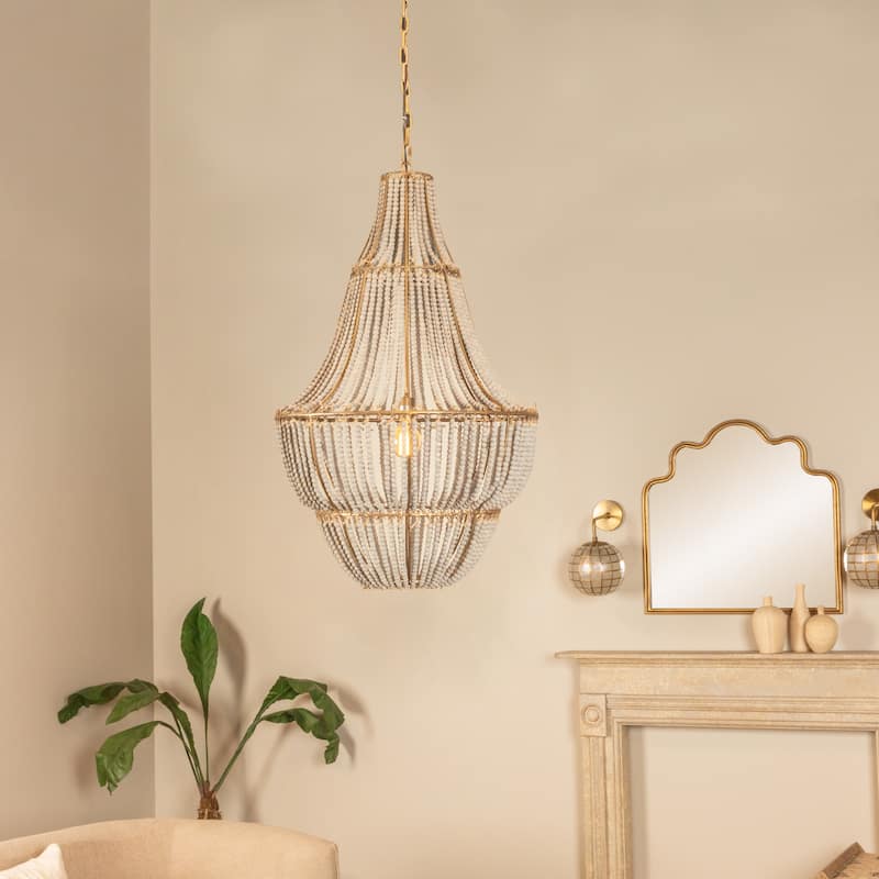 Draped Wood Bead Chandelier