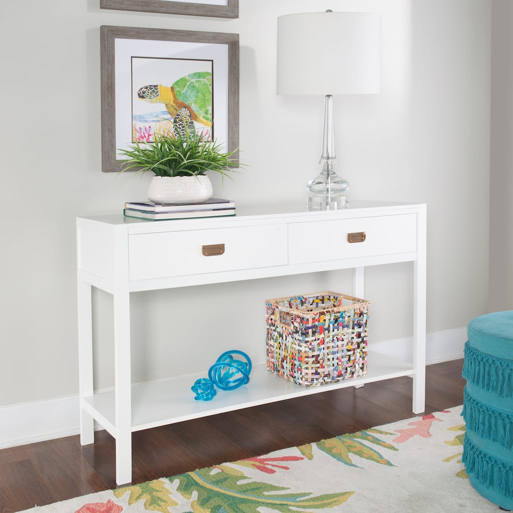 Linon Gloria Goldtone White Wood Metal Console Table