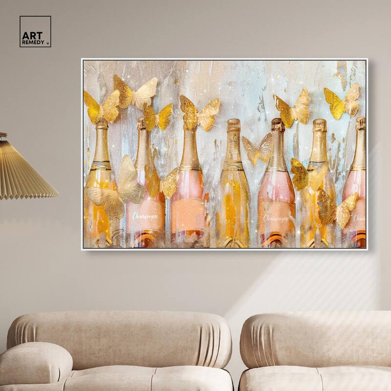 Golden Bright Campagne Line Canvas by Art Remedy