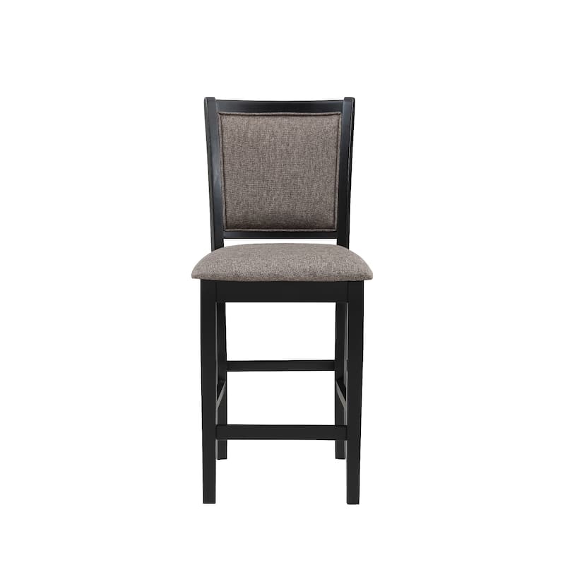 Jeremy 42 Inch 5 Piece Round Counter Table Set with Fabric Seat, Brown and Black