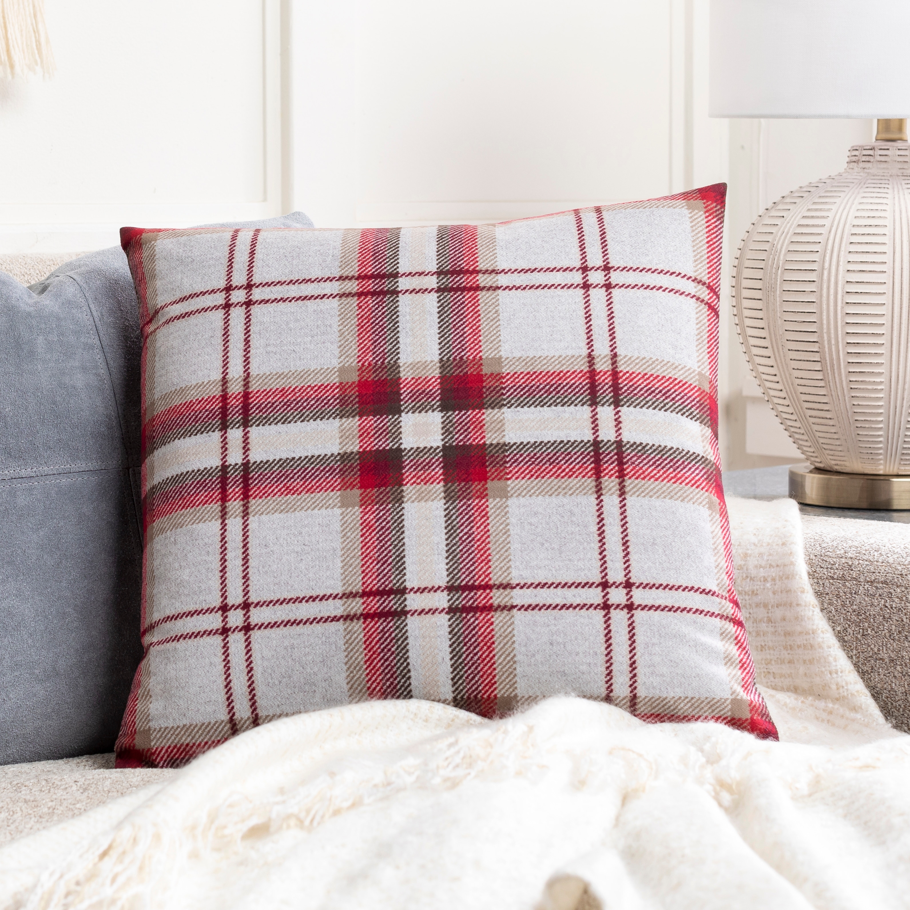 Tan sale plaid pillows