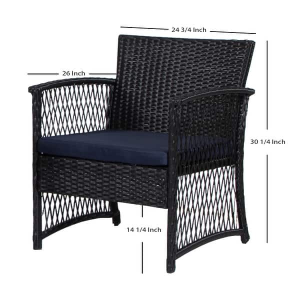 dimension image slide 0 of 17, Madison Outdoor 4-Piece Rattan Patio Furniture Chat Set with Cushions