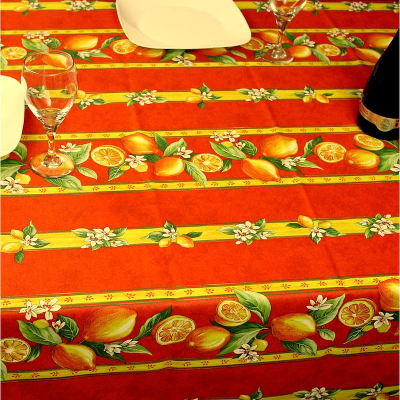 Wipeable Spill Resistant Provencal Cotton Cannes Collection Tablecloth