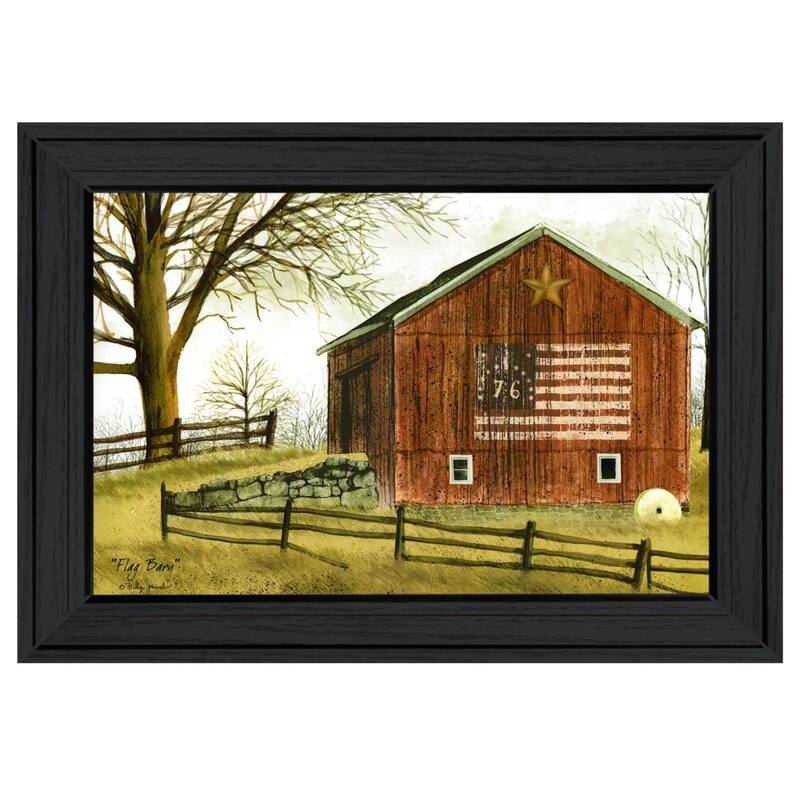 TrendyDecor4U Farmhouse "Flag Barn" Framed Print Wall Art by Billy Jacobs - Multi-Color
