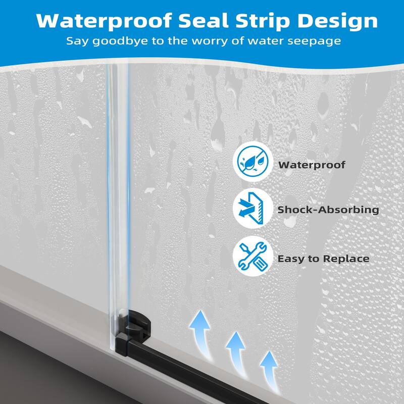 EROMMY Frameless Sliding Shower Door 60"x76", Clear Tempered Glass, Explosion-Resistant, Waterproof