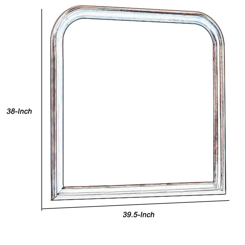 Arched Molded Design Wooden Frame Mirror, Cherry Brown and Silver