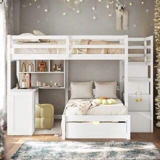 Storage-Savvy Design Full over Twin Bunk Bed with Desk, Drawers and Shelves