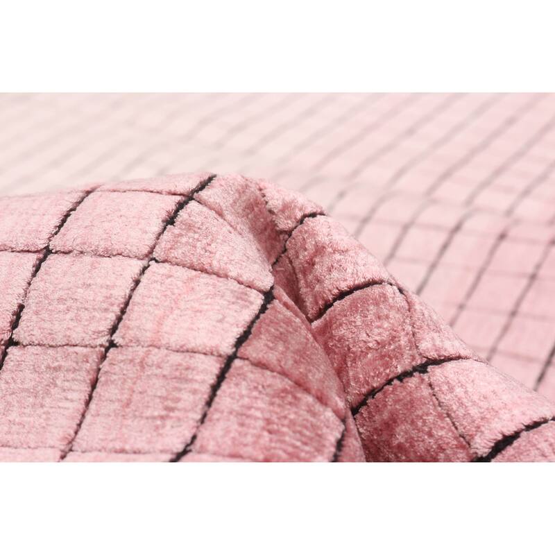ECARPETGALLERY Hand Loomed Elysian Pink Viscose Rug - 6'9 x 9'6