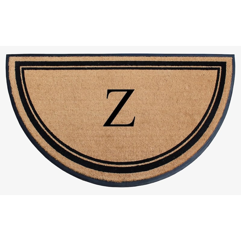 A1HC Natural Coir & Rubber Hand Flocked Thick Durable Monogrammed Doormats, 36" x 72" - Beige Picture Frame - Z