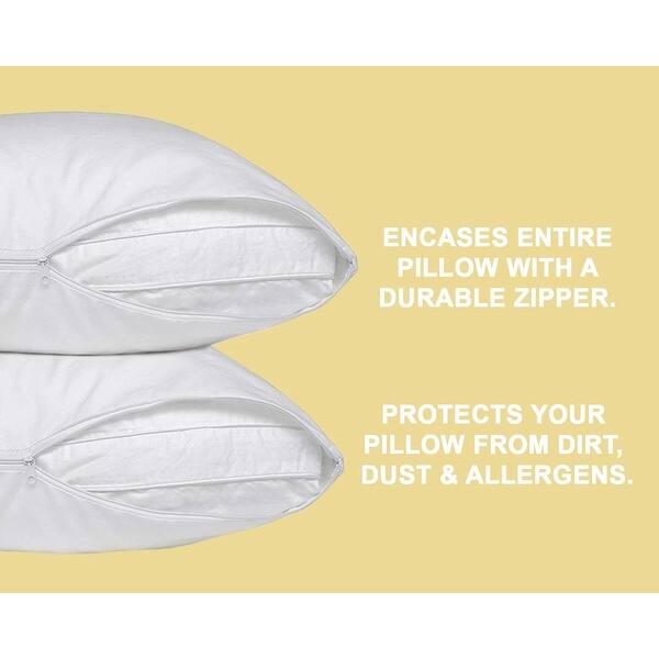 Shop Circles Home Cotton Pillow Protector Zippered Cover Set Of 2 Overstock 11546363