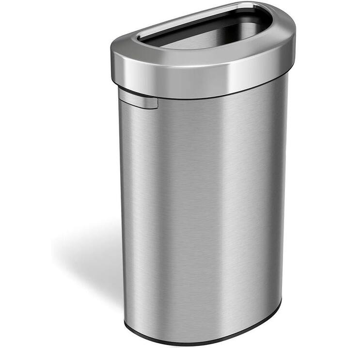 iTouchless 23 Gal Stainless Steel Semi-Round Open Top Trash Can