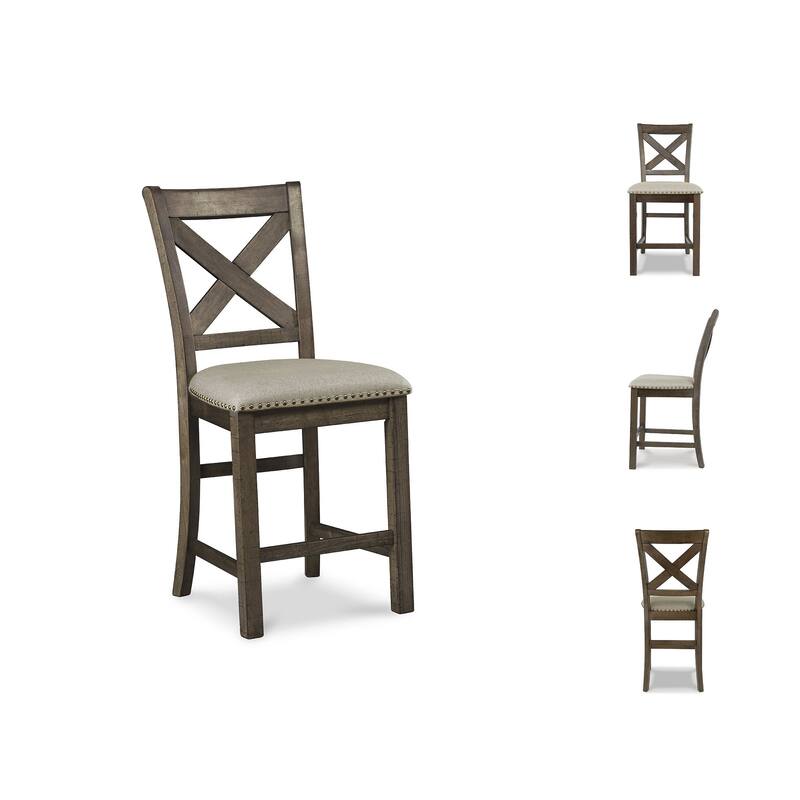 Moriville Counter Height Brown Beige Stool (Set of 2) - 19.5" W x 24.38" D x 41.5" H