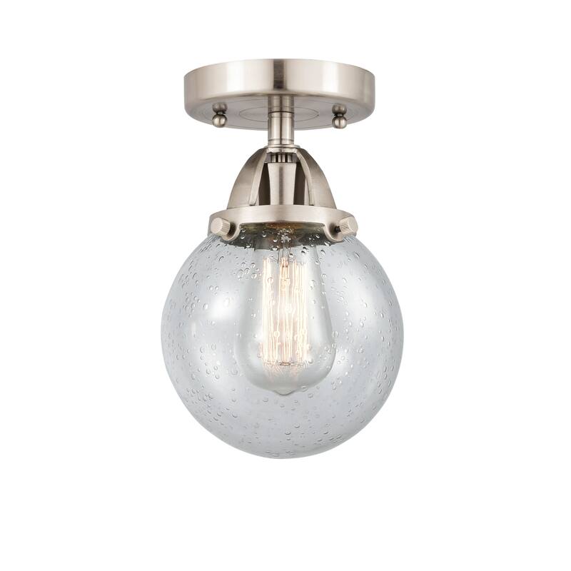 Innovations Lighting Nouveau 2 Beacon - 1 Light 6" Semi-Flush Mount - Seedy/Brushed Satin Nickel
