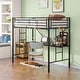 preview thumbnail 5 of 14, Artsy Twin Metal Loft Bed with Desk, Power Outlet and LED Lighted, Safety Guard & Ladder, No Box Spring Needed, Black