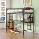 preview thumbnail 2 of 12, Twin Metal Loft Bed with Desk, Power Outlet, LED Lighting, Safety Guardrails & Ladder, No Box Spring Needed, Black