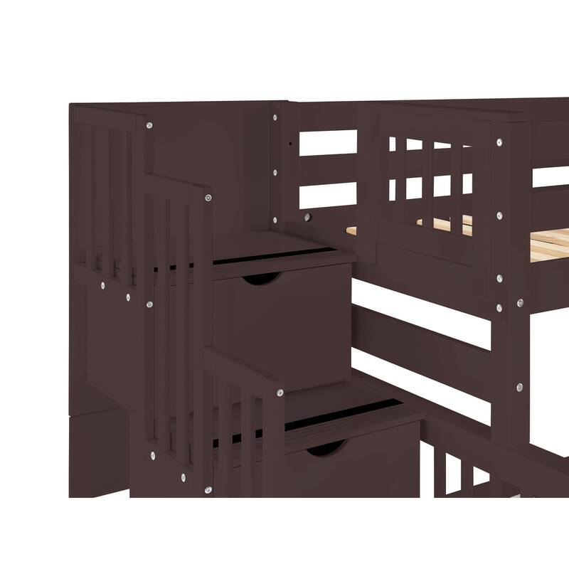 Taylor & Olive Trillium Twin over Full Stairway Bunk Bed, Full Trundle