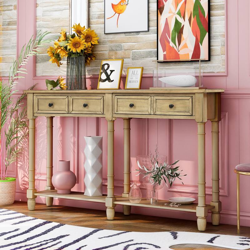 Console Table Sofa Table with Two Storage Drawers
