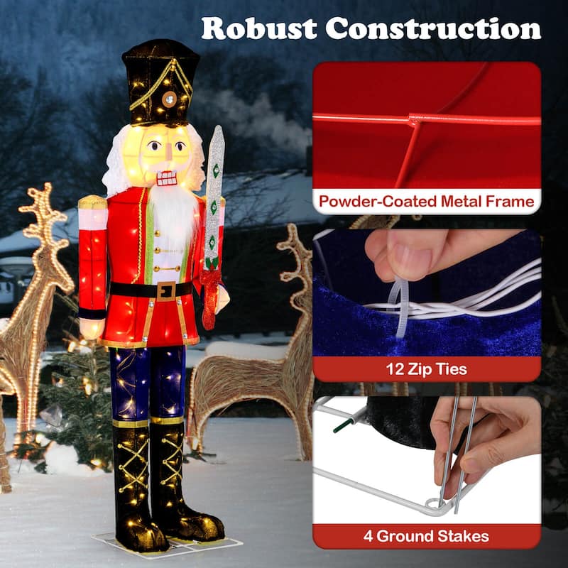 Costway 1/2 PCS 5 FT Lighted Nutcracker Soldier Outdoor Christmas - as pic shows