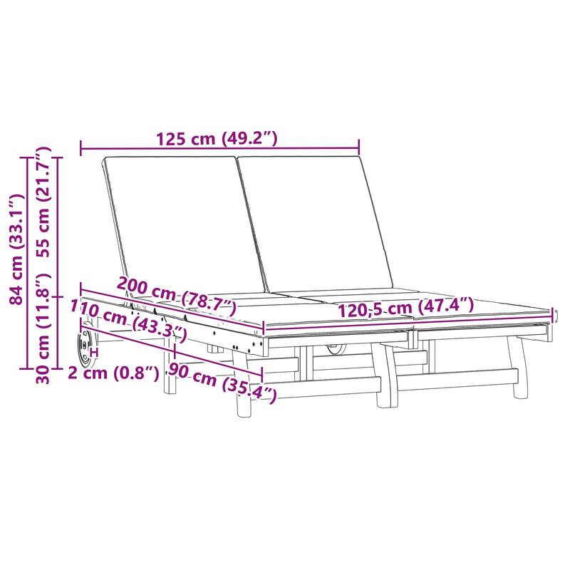 vidaXL Patio Lounge Chair Outdoor Sunbed Poolside Sunlounger Solid Wood Acacia