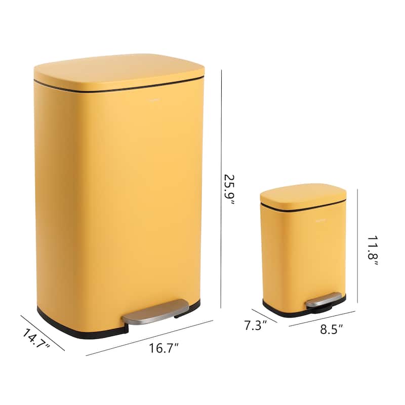 happimess 13-Gallon Trash Can with Soft-Close Lid and FREE Mini Trash Can