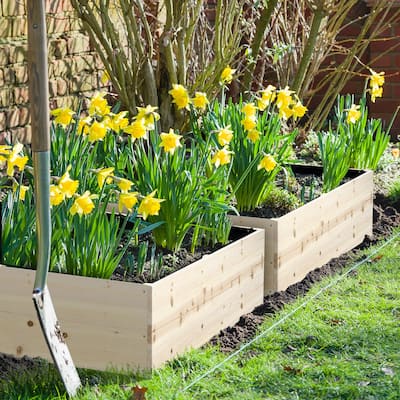 46 in. W x 46 in. D x 12 in. H Wood Garden Raised Bed in Natural - 46" x 46"