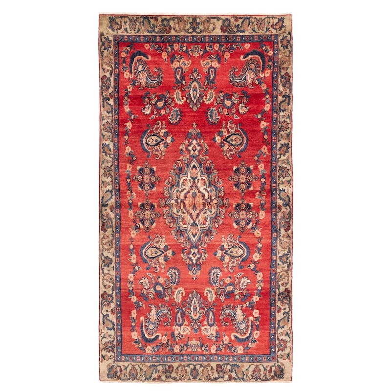 ECARPETGALLERY Hand-knotted Andelz Red Wool Rug - 3'11 x 7'7