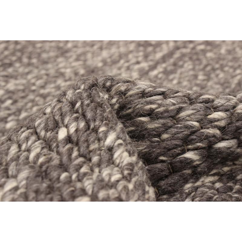 ECARPETGALLERY Braid weave Sienna Dark Grey Wool Rug - 5'3 x 7'3