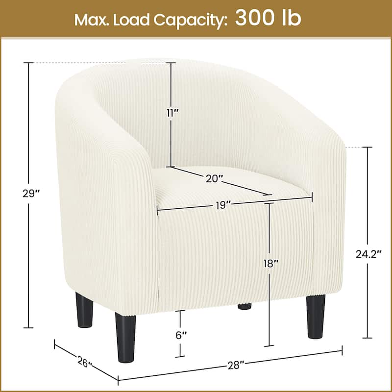 Yaheetech Upholstered Corduroy Fabric Accent Chair Barrel Chair