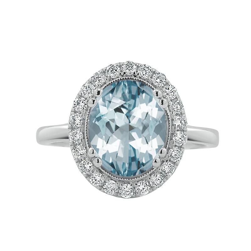 Auriya Vintage 1 5/8ct Oval Aquamarine and Halo Diamond Engagement Ring 1/3ctw 14k Gold