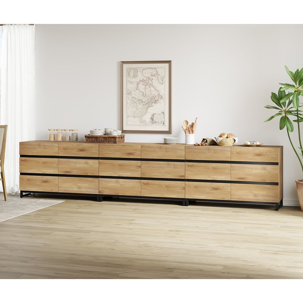 WAMPAT Modern Buffet Sideboards, Sideboard Buffet Cabinet with 6 Drawers , Coffee Bar Storage Cabinet for Kitchen