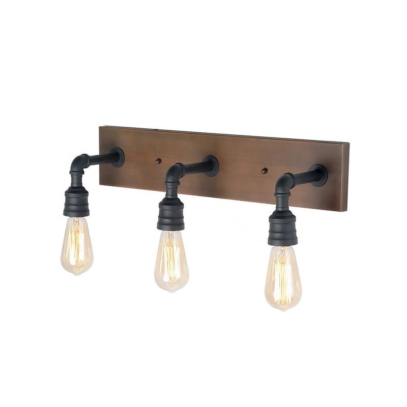 Farmhouse 3-Light Rustic Bathroom Vanity Light Faux Wood Wall