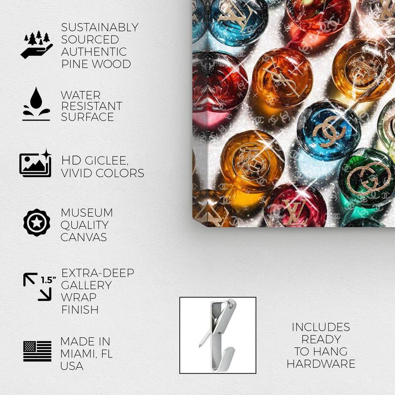 Wynwood Studio Fashion and Glam The Fashionista Crystal Pebles Orange and Wall Art Canvas Print