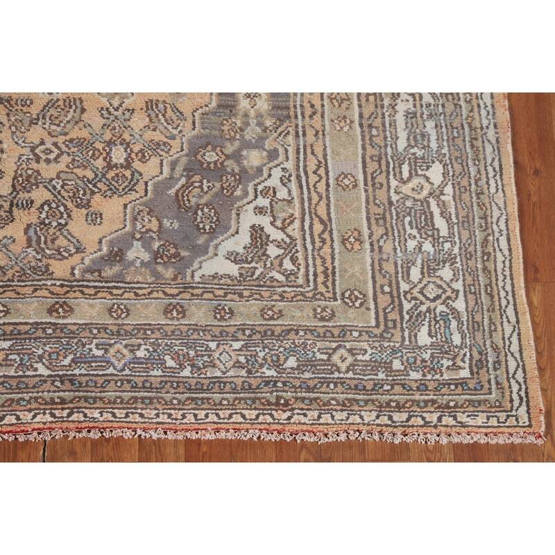Traditional Hamedan Persian Vintage Rug Hand-Knotted Wool Carpet - 6'7"x 10'0"