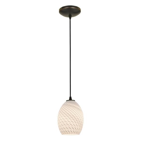 slide 1 of 1, Access Lighting Brandy FireBird Bronze Integrated LED Cord Pendant, White Firebird Shade