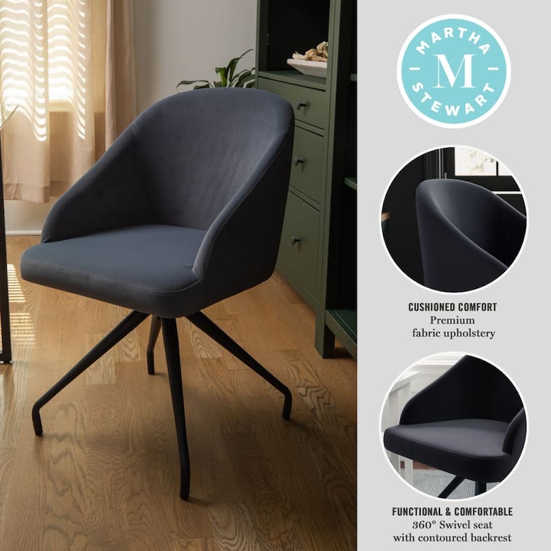 Martha Stewart Upholstered Stationary Swivel Home Office Chair