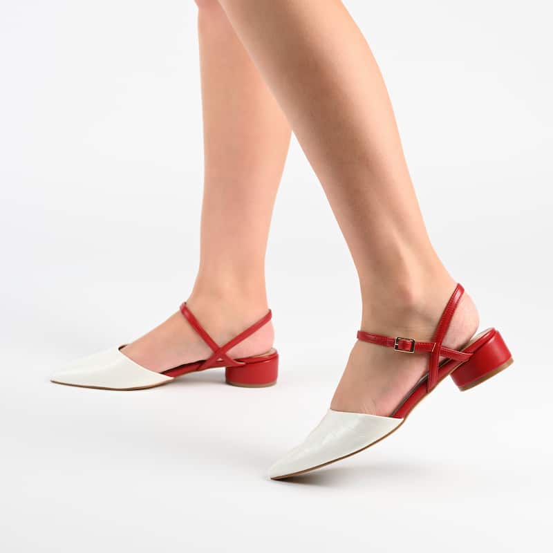 Journee Collection Women's Brynn Croco Vegan Leather Pointed Toe Flats